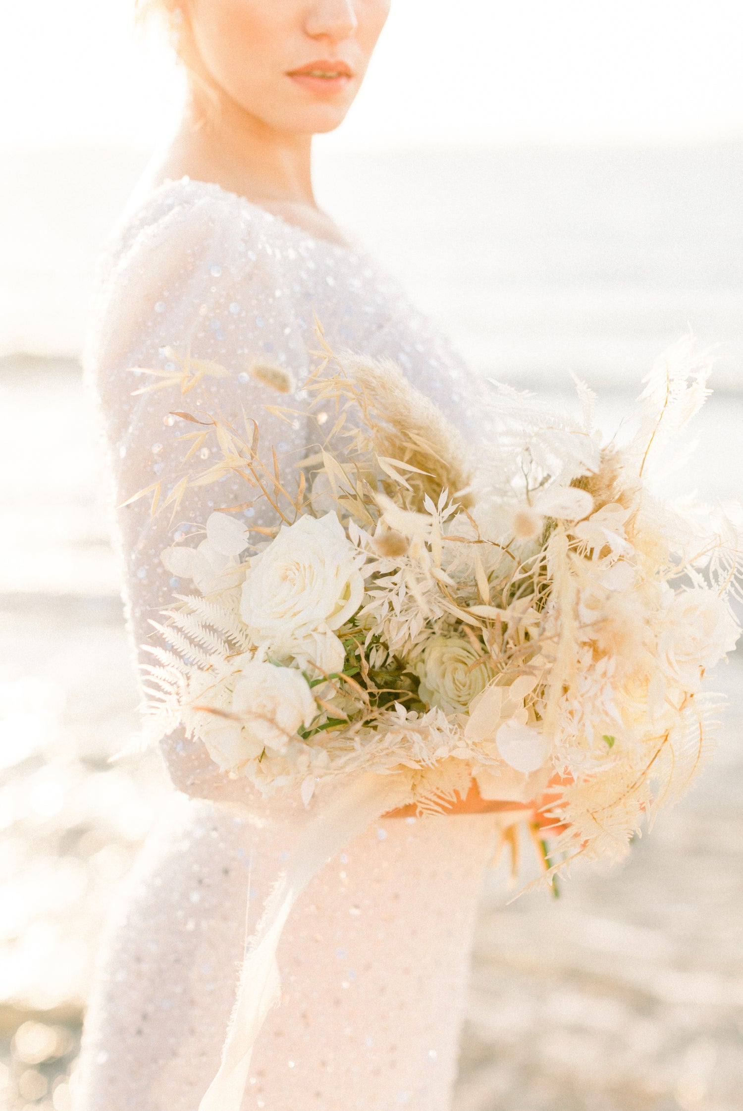 Bridal bouquet, dried flowers, wedding in Paros