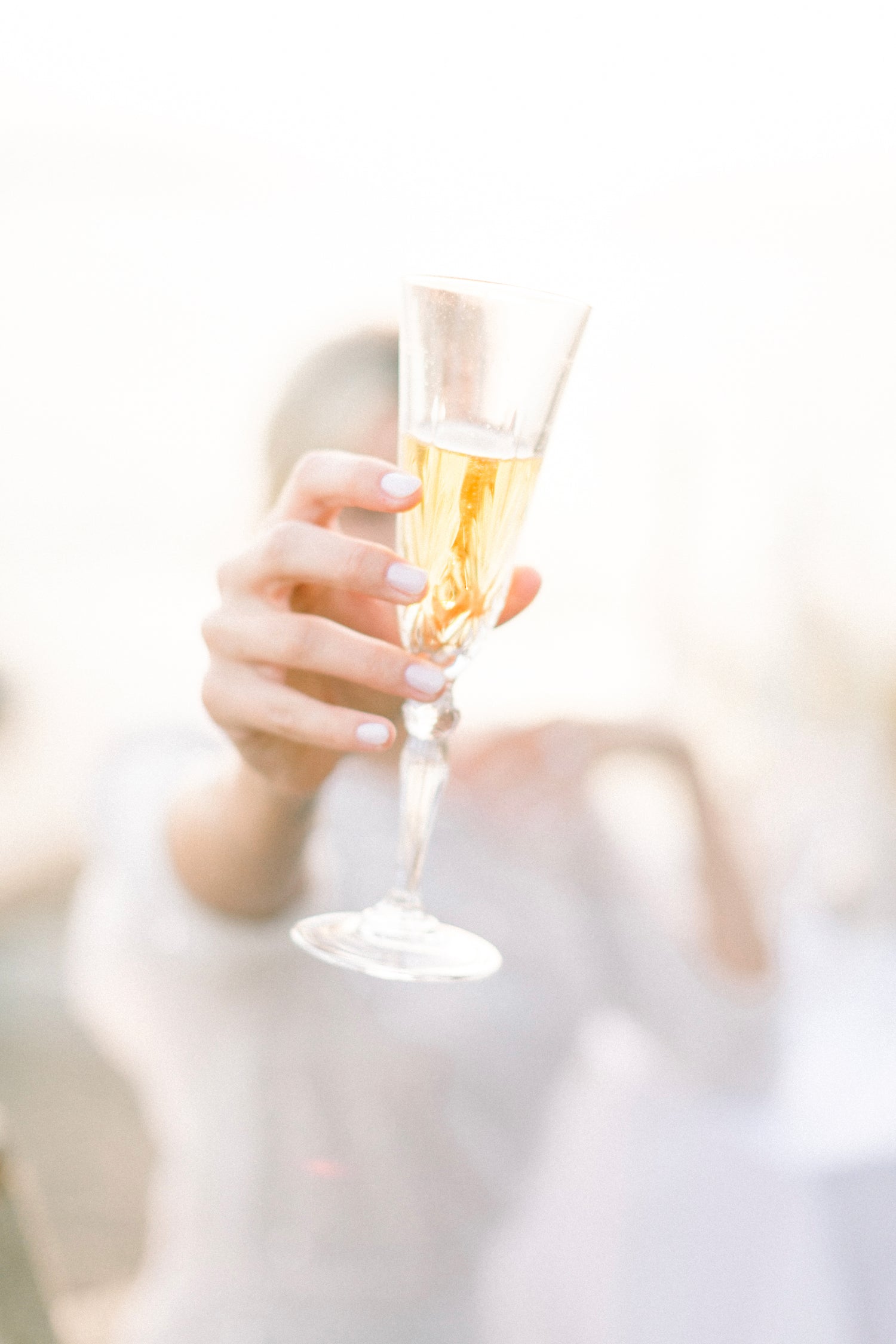 Crystal cut champagne glass, wedding Paros