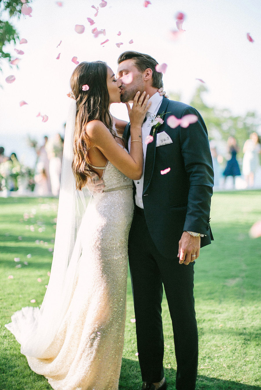 Bride and groom, wedding ceremony, sequins dress, wedding in Paros, Greece, wedding planner